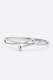 Crystal Pave Nail Stainless Steel Bangle Rhodium O S Bracelets