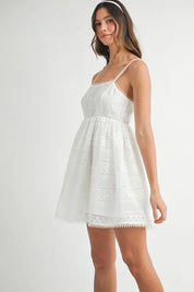 MABLE Eyelet Lace Babydoll Mini Cami Dress | Mini Dresses Daverri Fashions