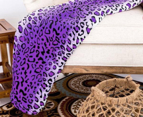 Leopard Purple Warm Cozy Throw Flannel Blanket Blankets