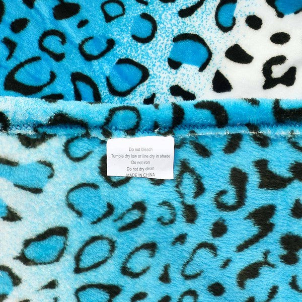 Leopard Turquoise Warm Cozy Bed Throw Blanket Blankets