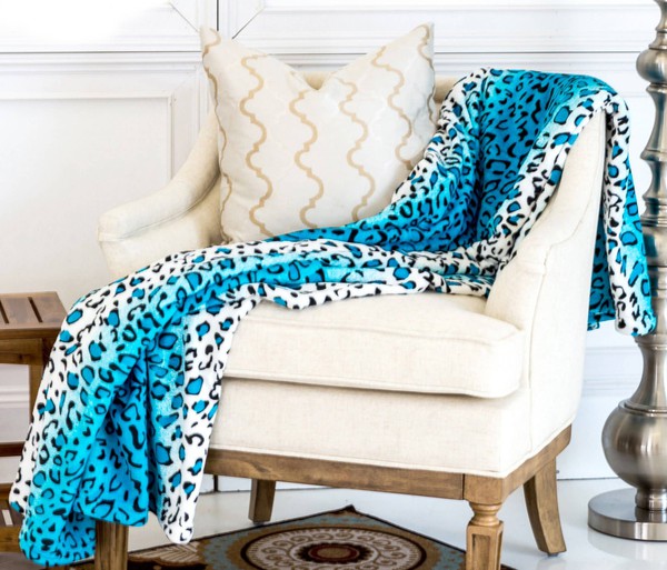 Leopard Turquoise Warm Cozy Bed Throw Blanket As Shown Blankets