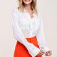Silky Button-Down Shirt WHITE S Shirts & Tops