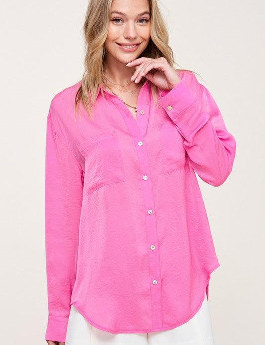 Silky Button-Down Shirt CANDY Shirts & Tops