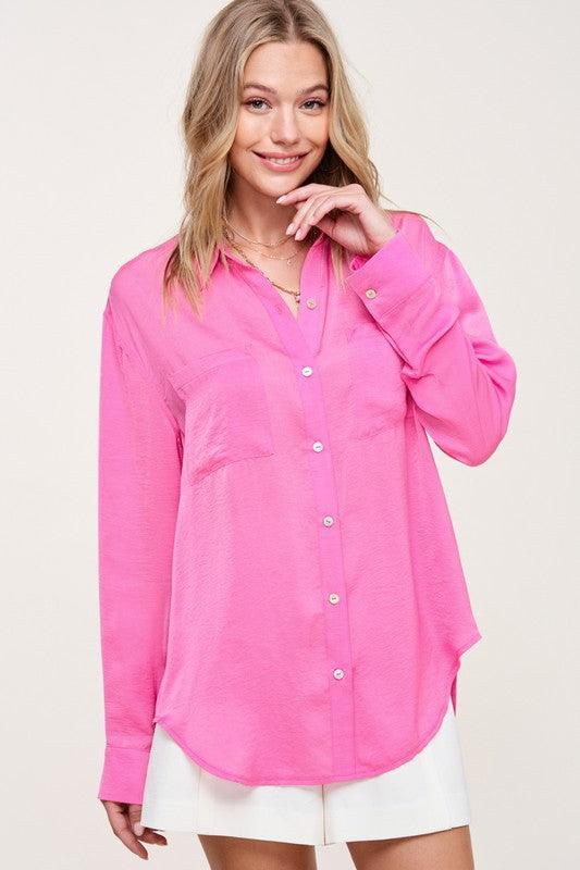 Silky Button-Down Shirt CANDY Shirts & Tops