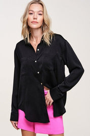 Silky Button-Down Shirt Shirts & Tops