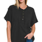 Raw Edge Detailed Button Closure Short Sleeve Top Shirts & Tops