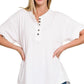 Raw Edge Detailed Button Closure Short Sleeve Top Shirts & Tops