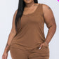 Plus Solid Comfy Tank Top Shorts Set DOWNTOWN BROWN