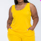 Plus Solid Comfy Tank Top Shorts Set DAYLILY YELLOW