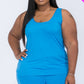 Plus Solid Comfy Tank Top Shorts Set IBIZA BLUE