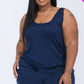 Plus Solid Comfy Tank Top Shorts Set Navy