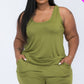 Plus Solid Comfy Tank Top Shorts Set OLIVE BRANCH