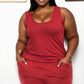 Plus Solid Comfy Tank Top Shorts Set WINERY