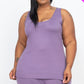 Plus Solid Comfy Tank Top Shorts Set Grape