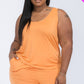 Plus Solid Comfy Tank Top Shorts Set TOMATO CREAM