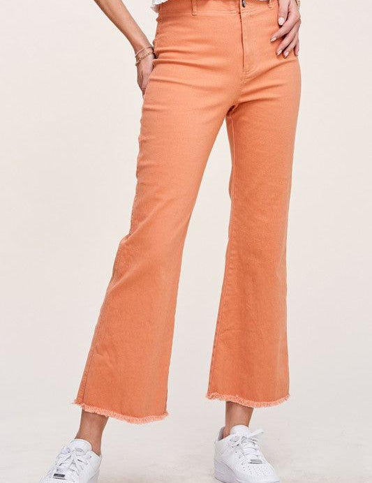 La Miel Frayed Hem Cropped Wide Leg Pants GINGER Pants