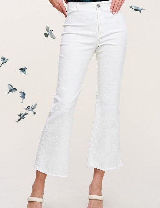 La Miel Frayed Hem Cropped Wide Leg Pants Pants