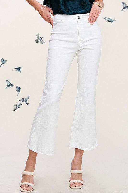 La Miel Frayed Hem Cropped Wide Leg Pants Pants