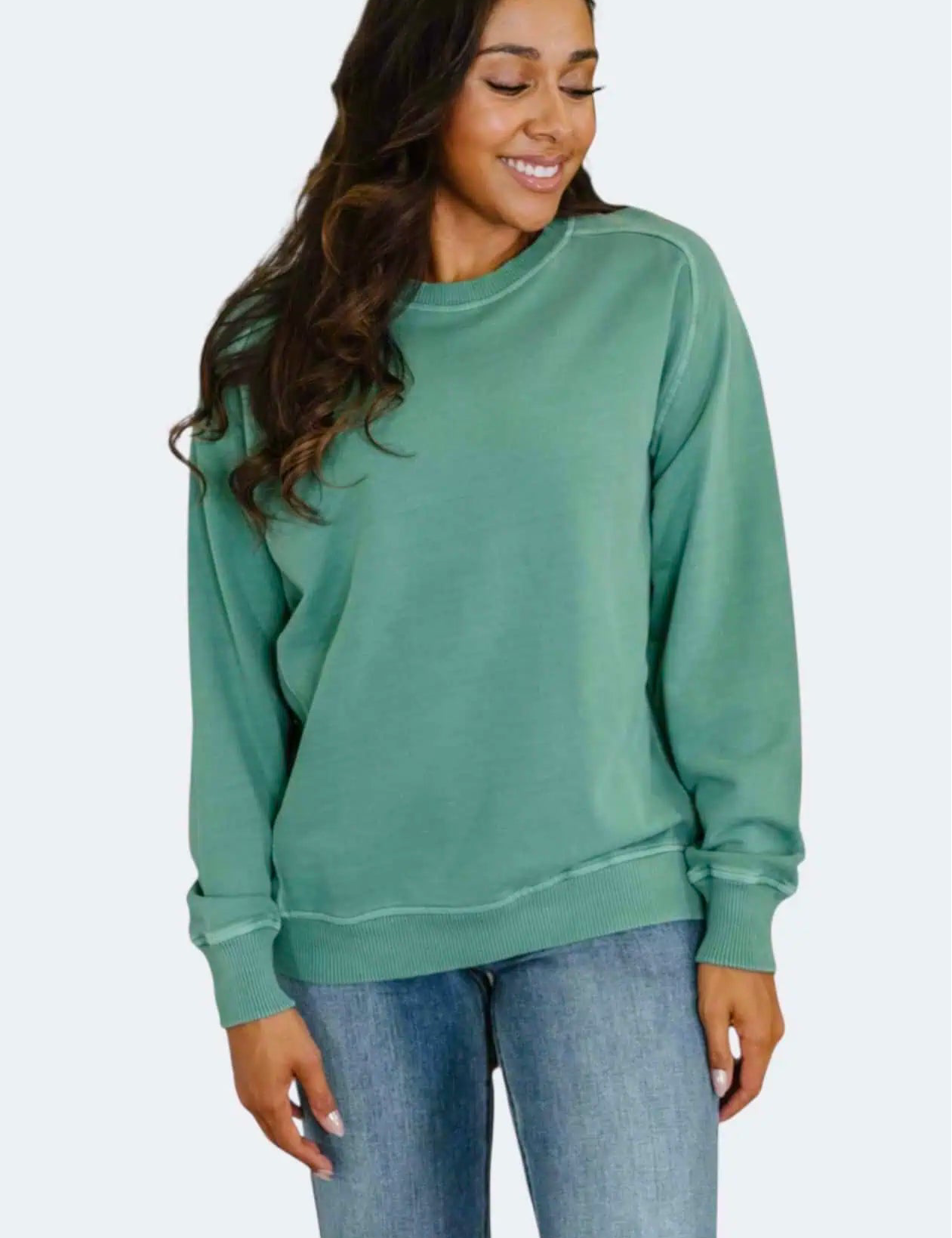Mineral Wash Sweatshirt Dark Green | Sweatshirts Daverri Fashions