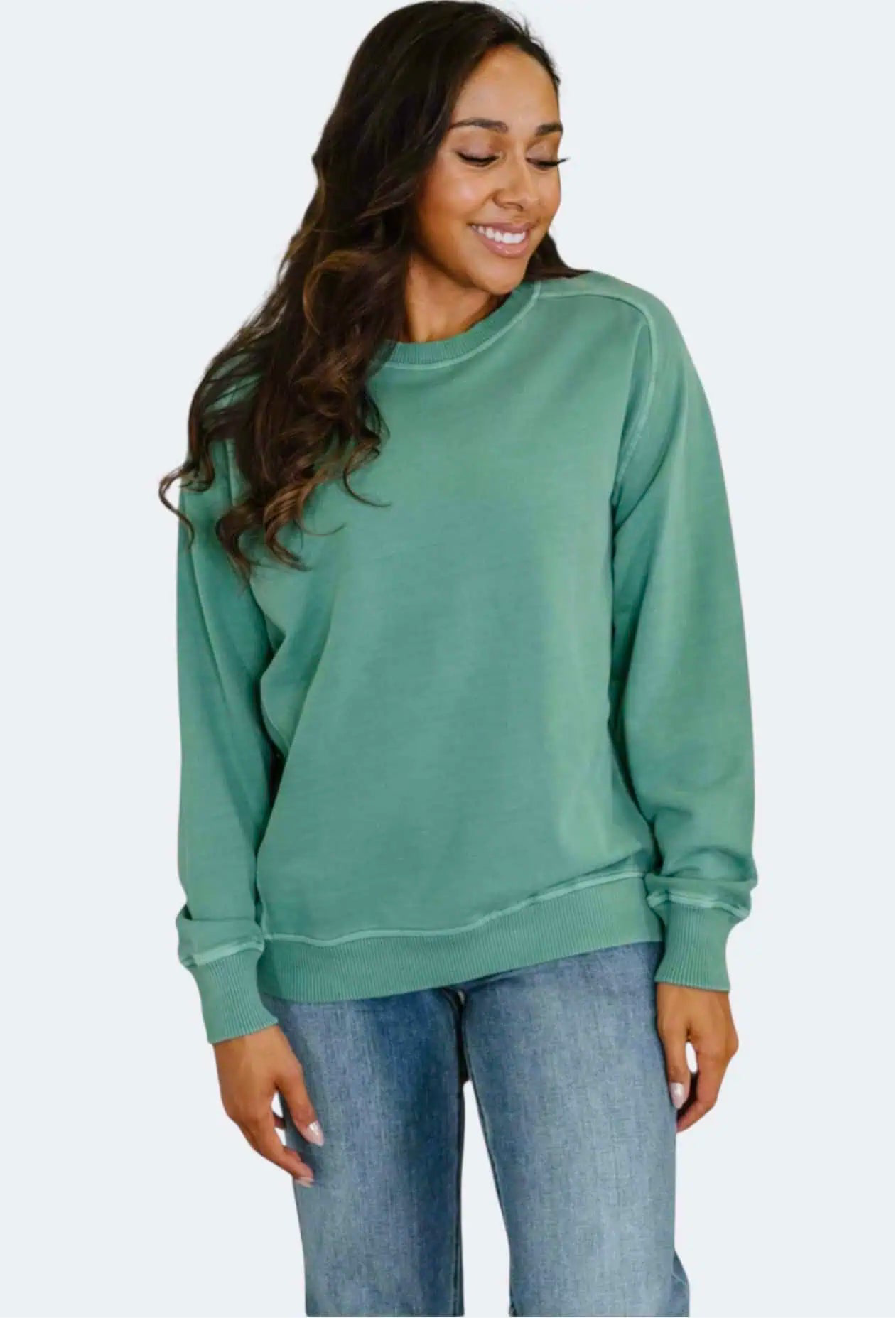 Mineral Wash Sweatshirt Dark Green | Sweatshirts Daverri Fashions