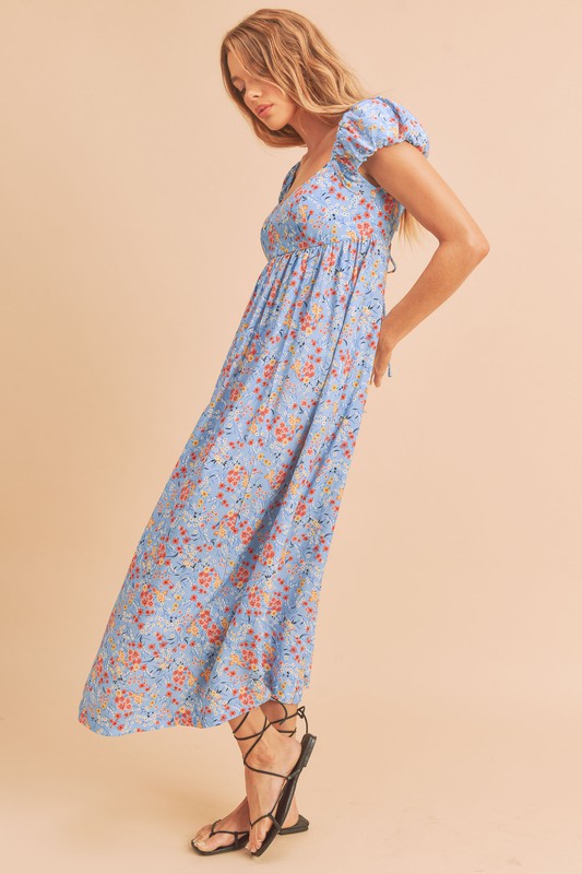 Square Neck Floral Babydoll Maxi Dress Babydoll Dresses