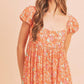 Square Neck Floral Babydoll Maxi Dress Babydoll Dresses