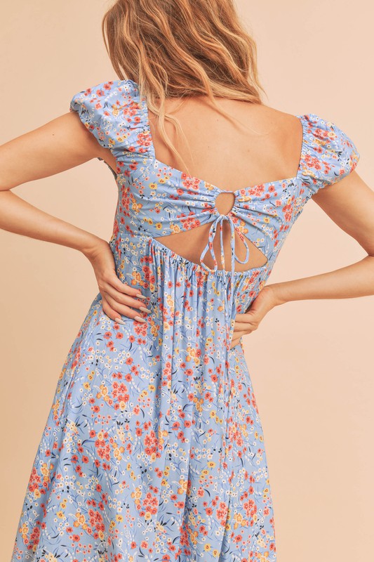 Square Neck Floral Babydoll Maxi Dress Babydoll Dresses