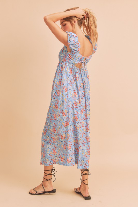 Square Neck Floral Babydoll Maxi Dress Babydoll Dresses