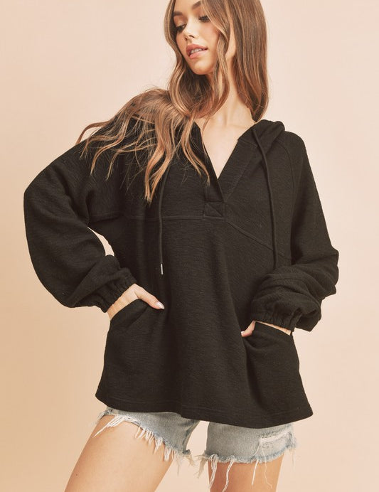 BLACK S Nady Pullover Hoodie | Hoodies Daverri Fashions