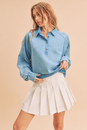 Aemi + Co Half Snap Cropped Collared Sweatshirt | Sweatshirts Daverri Fashions
