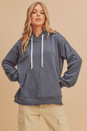 SLATE BLUE Clara Hooded Sweatshirt | Sweatshirts Daverri Fashions
