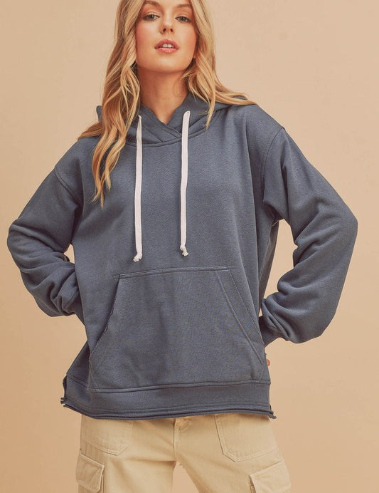 SLATE BLUE Clara Hooded Sweatshirt | Sweatshirts Daverri Fashions