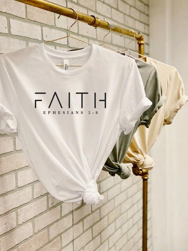 FAITH Ephesians 2 8 Short Sleeve Tee White Graphic Tees