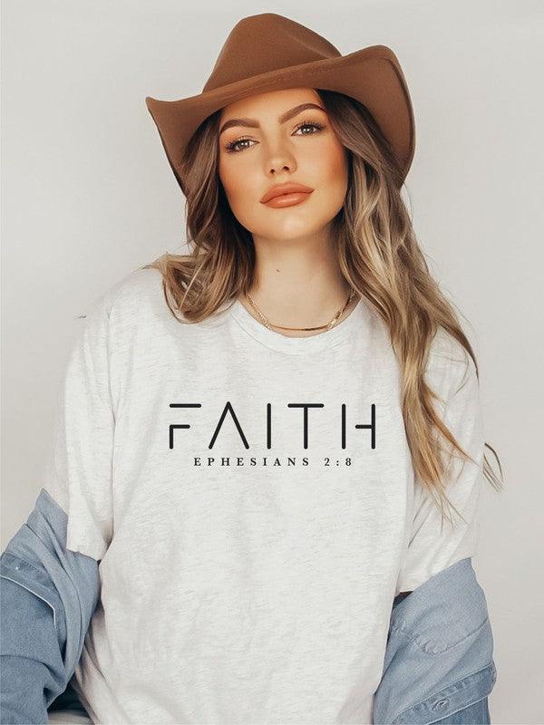 FAITH Ephesians 2 8 Short Sleeve Tee Ash Graphic Tees