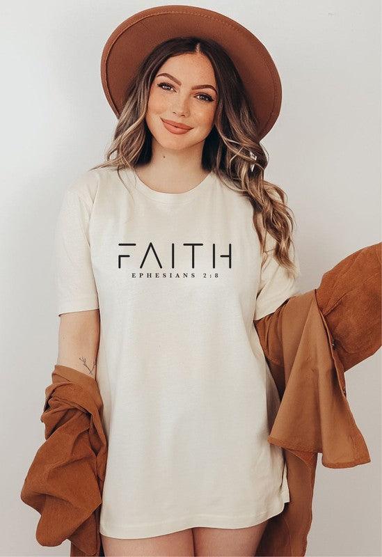 FAITH Ephesians 2 8 Short Sleeve Tee Cream Graphic Tees