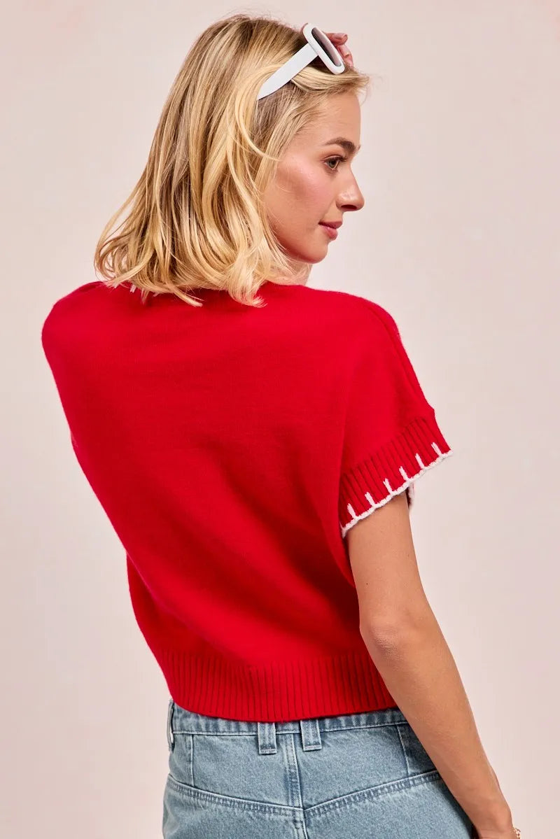 BiBi Gameday Sequin Football Embroidered Stitch Sweater | Sweaters Daverri Fashions