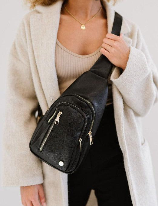 BLACK 1 Vegan Leather Multi Pocket Crossbody | Handbags Daverri Fashions