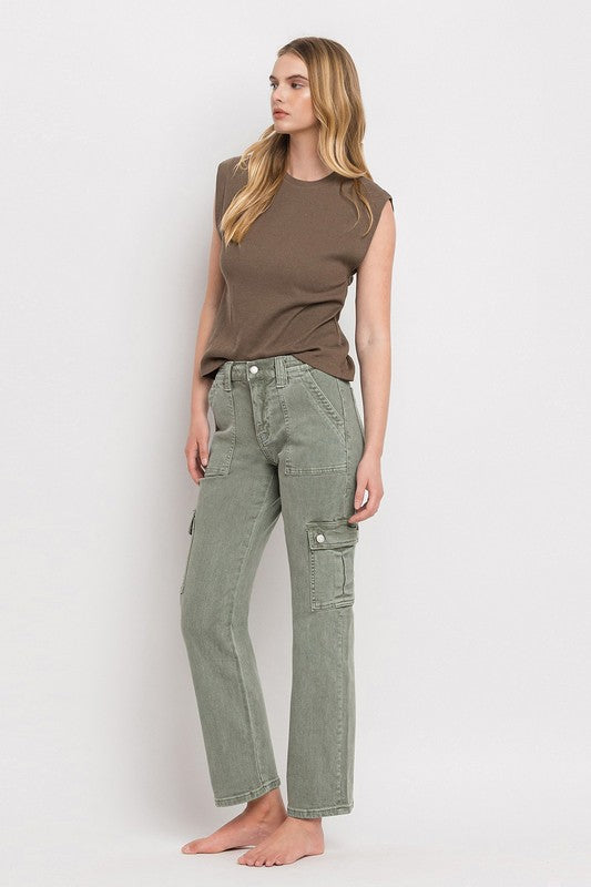 Vervet Cargo Pocket Mid Rise Straight Jeans Jeans