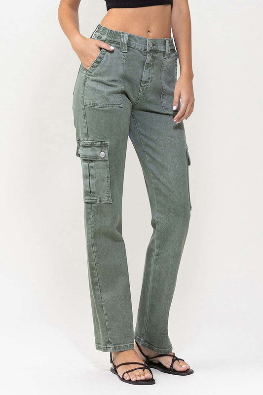 Vervet Cargo Pocket Mid Rise Straight Jeans Jeans