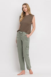 Vervet Cargo Pocket Mid Rise Straight Jeans Jeans