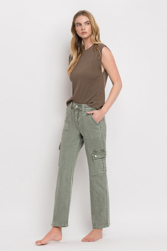 Vervet Cargo Pocket Mid Rise Straight Jeans Jeans