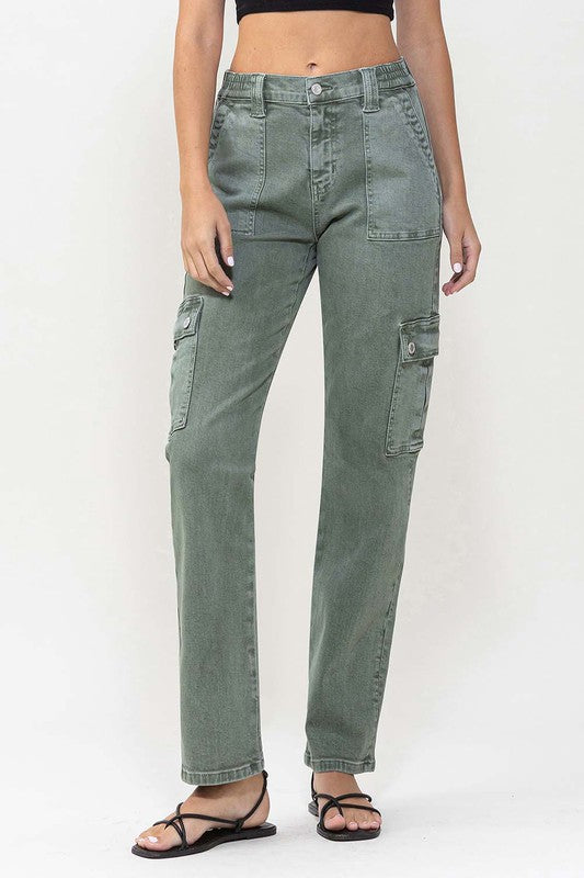 Vervet Cargo Pocket Mid Rise Straight Jeans Jeans