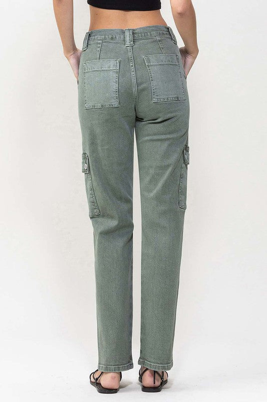 Vervet Cargo Pocket Mid Rise Straight Jeans Jeans