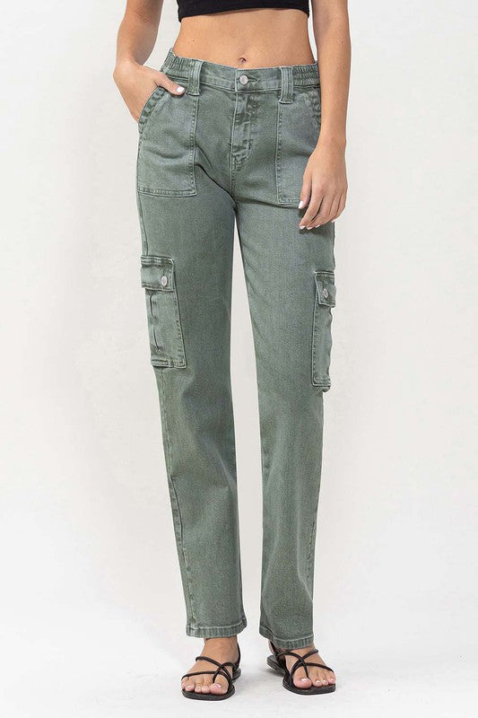 Vervet Cargo Pocket Mid Rise Straight Jeans Jeans