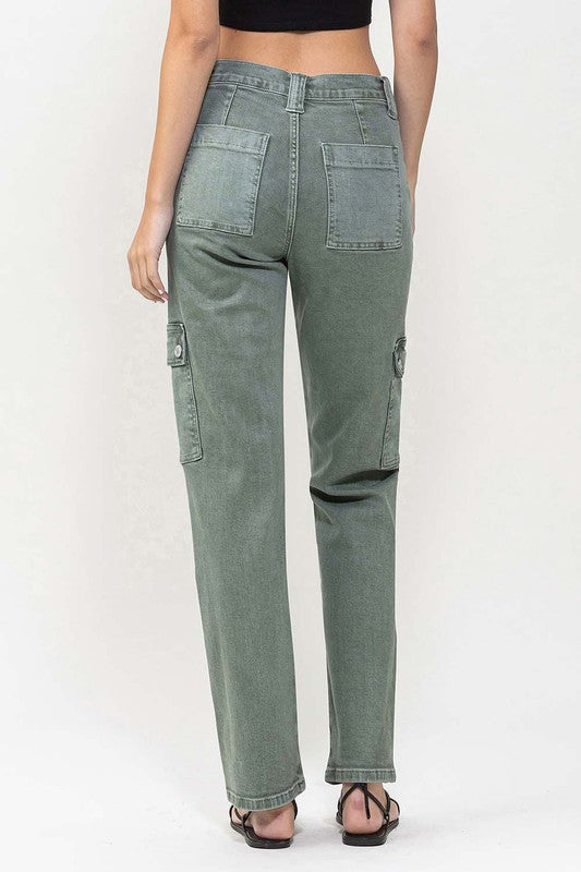 Vervet Cargo Pocket Mid Rise Straight Jeans Jeans