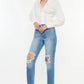Kancan Distressed Frayed Hem Cropped Jeans - DAVERRI FASHIONS