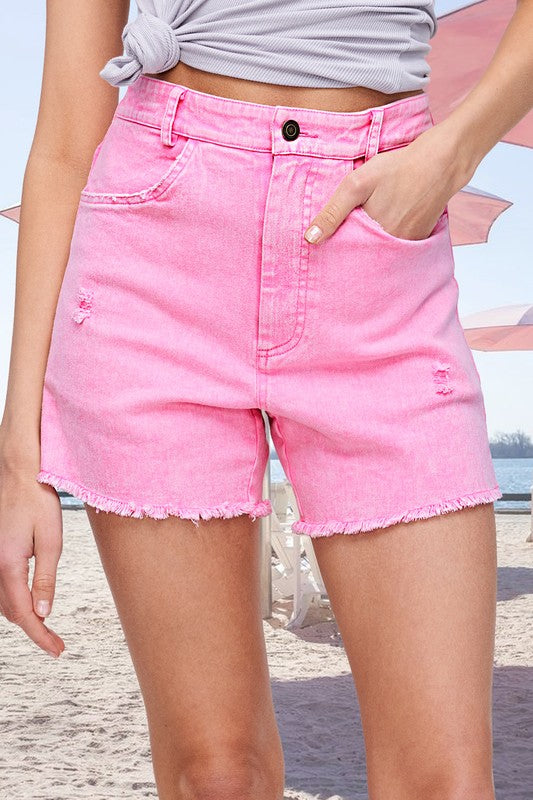 Casual Washed Pocket Denim Shorts Shorts