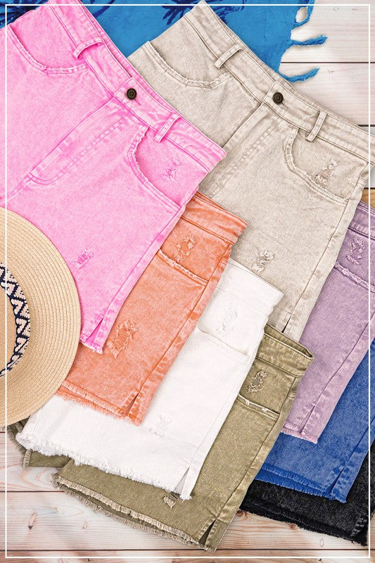 Casual Washed Pocket Denim Shorts Shorts