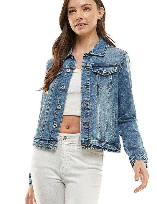 Spandex Ladies Casual Denim Jacket Coats & Jackets