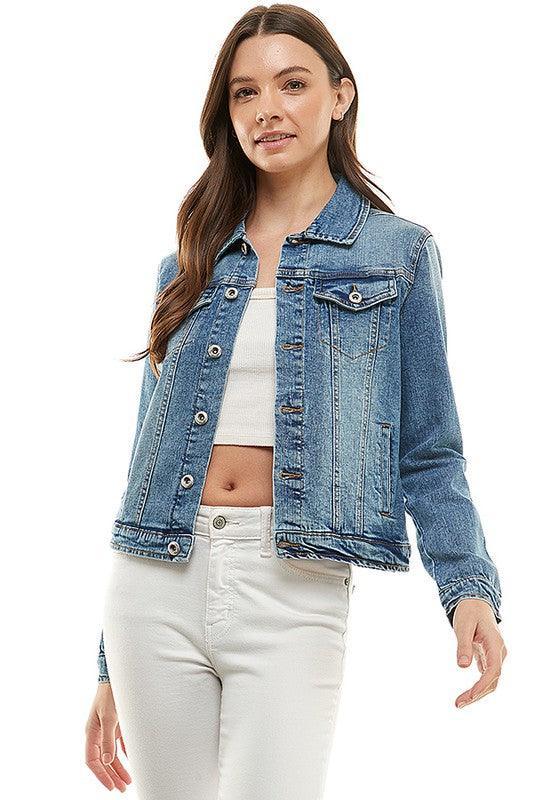 Spandex Ladies Casual Denim Jacket Denim Jackets